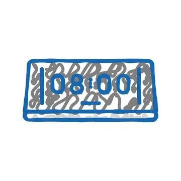 Digital alarm clock bedroom interior icon doodle illustration 스톡 일러스트