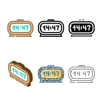 Digital alarm clock bedroom interior color minimal icon vector Illustrazione stock