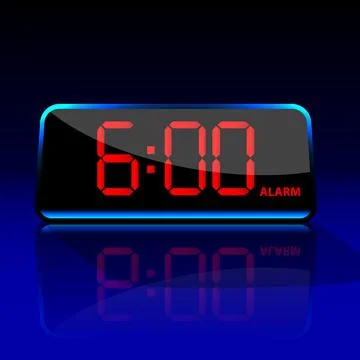 Digital alarm clock on blue Illustrazione stock