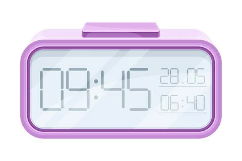 Digital alarm clock cartoon vector illustration on white background Stock Illustration
