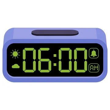 Digital Alarm Clock Display Showing 6 AM Morning Time Illustration Stock Illustration
