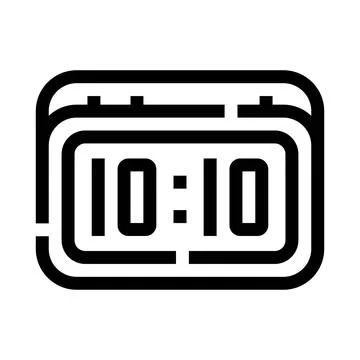 Digital alarm clock displaying 10,10 time icon Stock Illustration