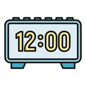 Digital alarm clock displaying 12,00 noon or midnight Illustrazione stock
