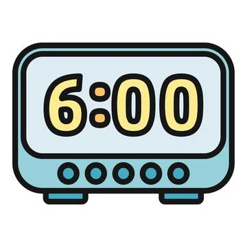 Digital alarm clock displaying 6 o'clock time Stock Illustration