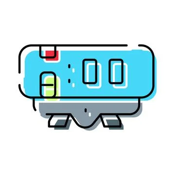 Digital alarm clock displaying current time outline icon Illustrazione stock