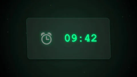 Digital Alarm Clock Displaying Time with Alarm Icon. Stock Footage 344777729