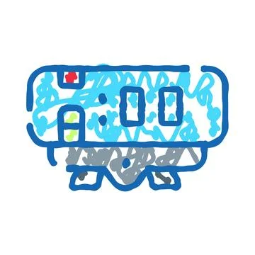 Digital alarm clock displaying zero zero time Stock Illustration
