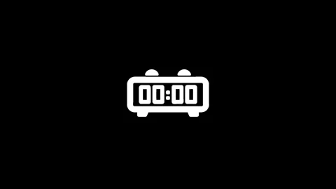 Digital alarm clock icon appearing and disappearing on a black background Stock Footage 328303535