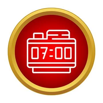 Digital alarm clock icon displaying 7 am notification Illustrazione stock