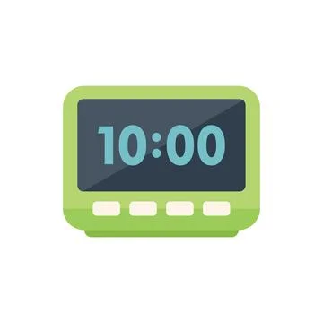 Digital alarm clock icon flat vector. Flexible time Illustrazione stock