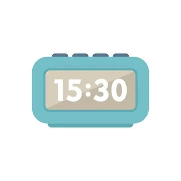 Digital alarm clock icon flat vector. Business work Illustrazione stock