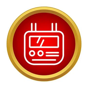 Digital alarm clock icon red circle frame Illustrazione stock