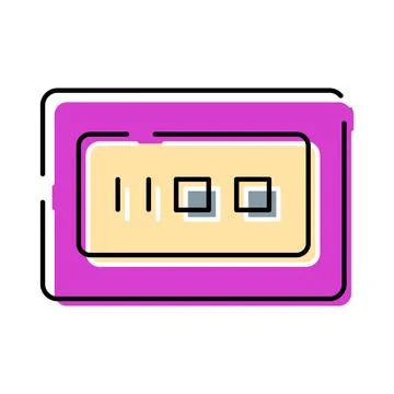 Digital alarm clock icon setting time schedule Stock Illustration