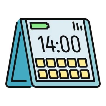 Digital alarm clock icon showing time and settings Stockillustratie