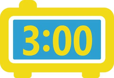 Digital alarm clock icon yellow blue time Stock Illustration