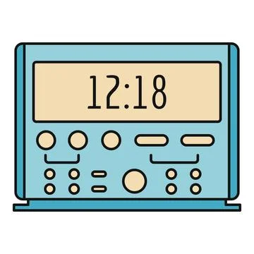 Digital alarm clock showing time on screen Stock Illustration