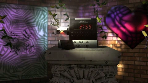 Digital alarm clock time to 3 o'clock am witching hour dolly rack focus shot Stock Footage 232895119