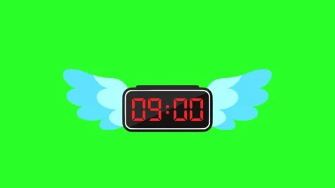 Digital Alarm Clock with Wings Symbolizing Passing Time and Urgency Video stock 320024217