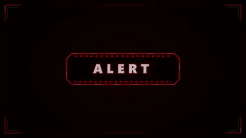 Digital alert system interface, red warning notification for cyber security u Stock Footage 337559499