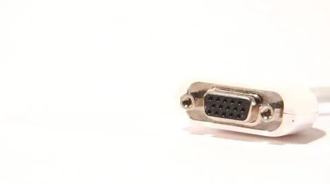Digital Analog DVI monitor cable Isolated on White DOLLY right 01 Stock Footage