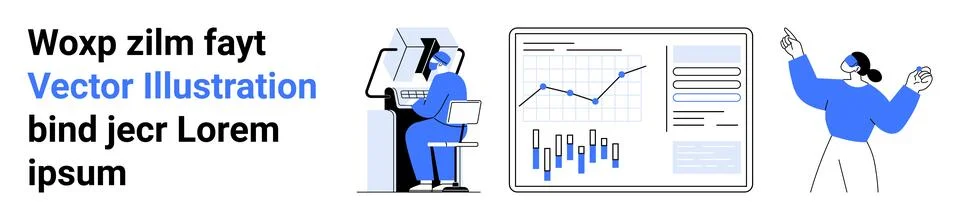 Digital Analysis and Presentation with Graphs and Data on Multiple Devices 스톡 일러스트