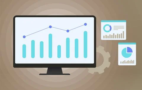 Digital Analysis Financial Business Data concept illustration. Dashboard Stock Illustration