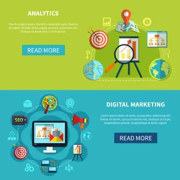 Digital Analytics Banners Set Stock Illustration
