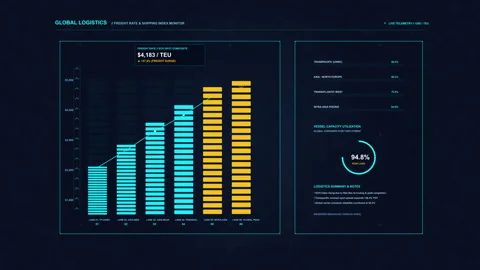 Digital analytics chart dashboard graph finance growth technology hud Stock Footage 346865426