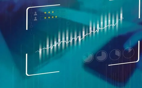 Digital analytics charts and graphs showing business growth and customer sa.. Stock Photos