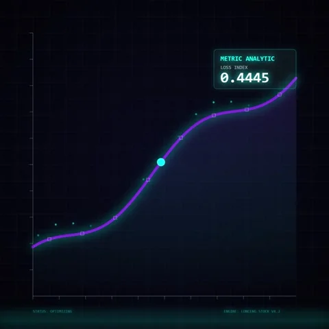 Digital Analytics Graph: Growing Data and Loss Index Performance Stock Footage 347260536
