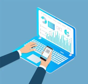 Digital Analytics Laptop Cell Vector Illustration Illustrazione stock