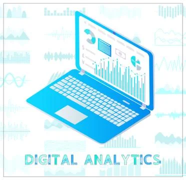 Digital Analytics Poster Chart Vector Illustration 스톡 일러스트