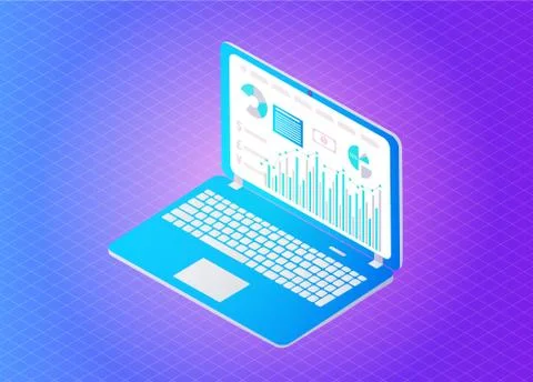 Digital Analytics on Screen Vector Illustration 스톡 일러스트