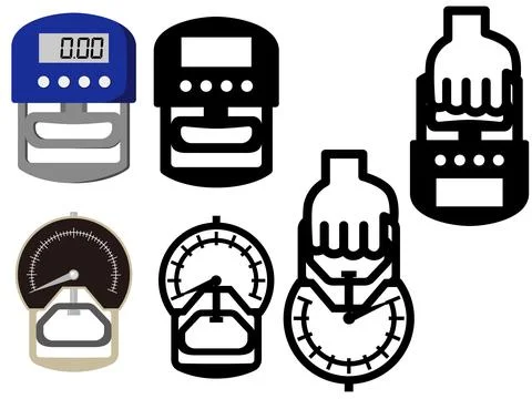 Digital and analog grip dynamometer illustrations and icons Stock Illustration
