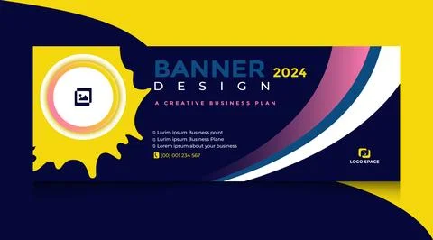 Digital and creative web banner template design, business ads, Stock Illustration