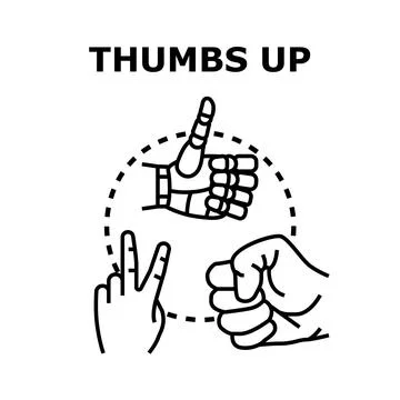 Digital and human hands showing approval and positive gestures Stock Illustration