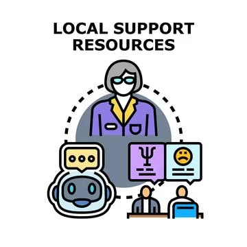 Digital and human support resources providing help イラスト素材