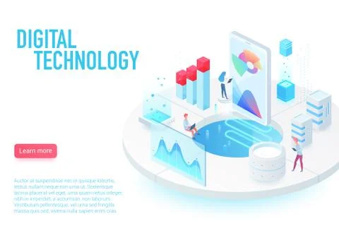 Digital and Internet technology landing page isometric vector template Illustrazione stock