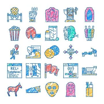 Digital and machine learning concept icons collection Stock Illustration