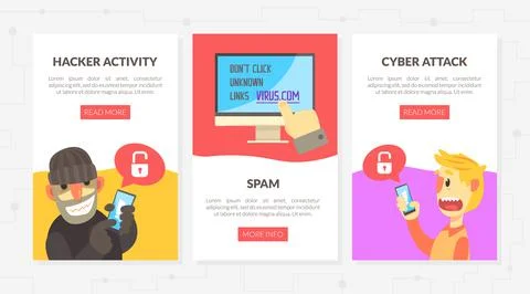 Digital and Mobile Security from Hacker Attack Vector Template Stock Illustration