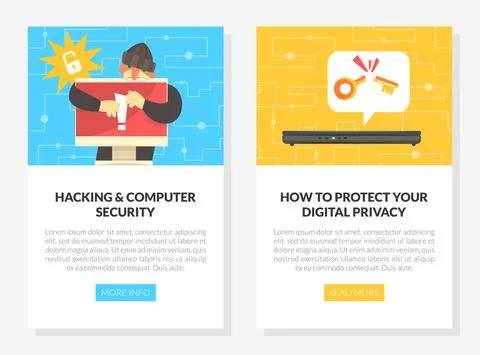 Digital and Mobile Security from Hacker Attack Vector Template Stock Illustration