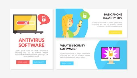 Digital and Mobile Security from Hacker Attack Vector Template Illustrazione stock