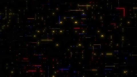 Digital and neon geometric pattern on computer screen Stock Footage 230082815