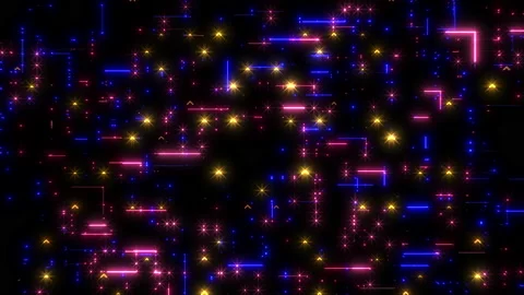 Digital and neon geometric pattern on computer screen Stock Footage 230083031