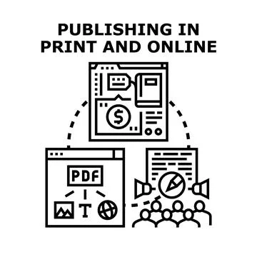 Digital and print publishing content distribution concept Stock Illustration