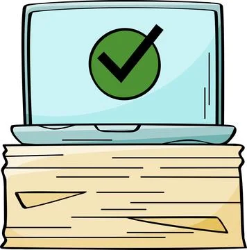 Digital and Print Report Integration on Laptop Illustration Stock Illustration