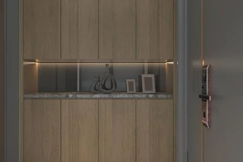 Digital and smart door lock in entry space decoration concept for modern home イラスト素材