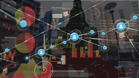 Digital and warehouse network theme in a global social media context. Vidéo 327355532