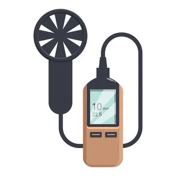 Digital anemometer measuring wind speed with impeller fan Illustrazione stock