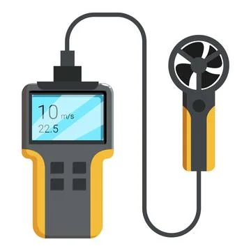 Digital anemometer measuring wind speed with display screen Illustrazione stock